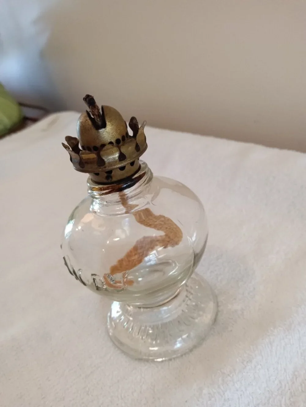 Vintage Handy Miniature Clear Glass Oil Lamp